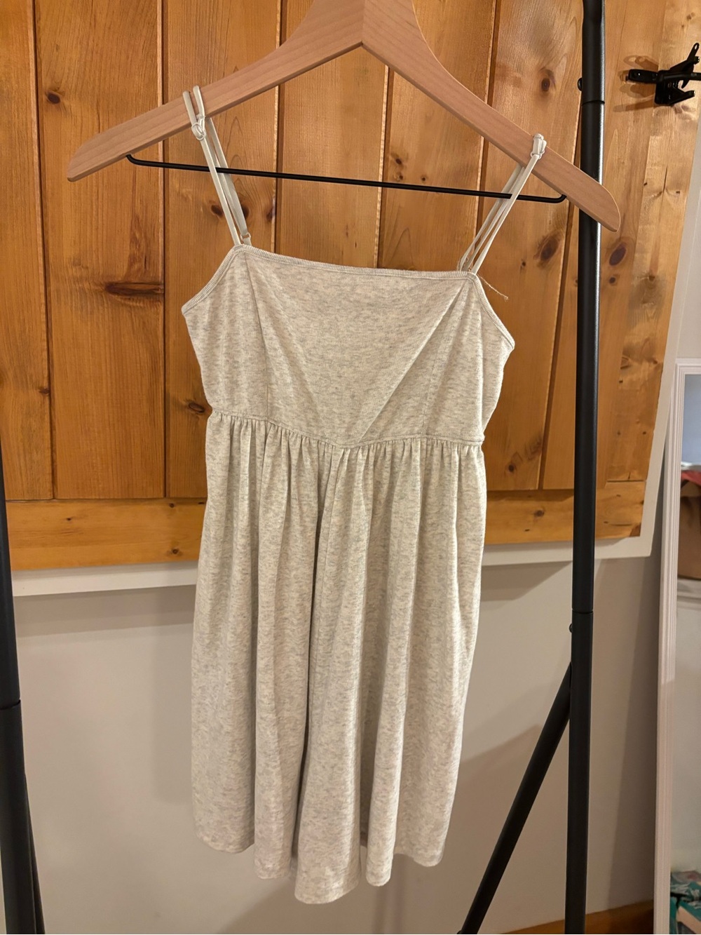 American Eagle Outfitters Heather Light Gray Spaghetti Strap Romper